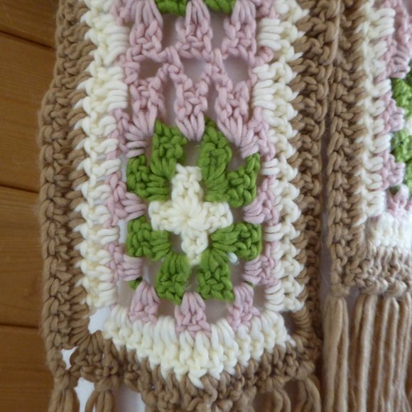 Handmade Hand Crafted Knitted Crochet Long Scarf Shawl Wrap - Picture 7 of 8